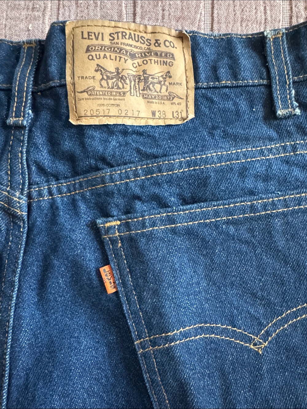 Vintage Levi’s 517 Orange Tab Dark Wash Jeans 38x31 100% cotton made in USA
